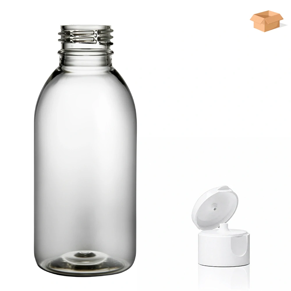 Plastová lahvička čirá s bílým dávkovacím víčkem Tera 150 ml - 260 ks