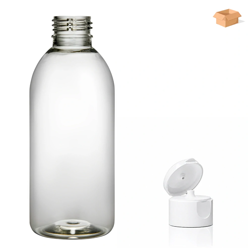 Plastová lahvička čirá s bílým dávkovacím víčkem Tera 200 ml - 220 ks