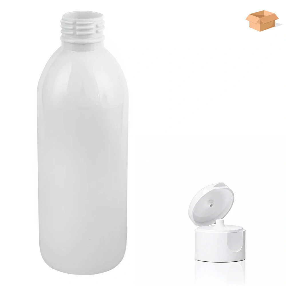 Plastová lahvička bílá s bílým dávkovacím víčkem Tera 300 ml - 160 ks