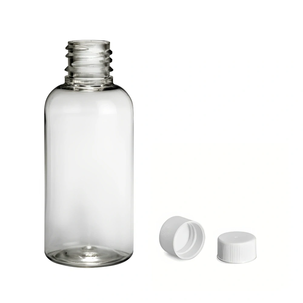 Plastová lahvička čirá s bílým uzávěrem Via 50 ml