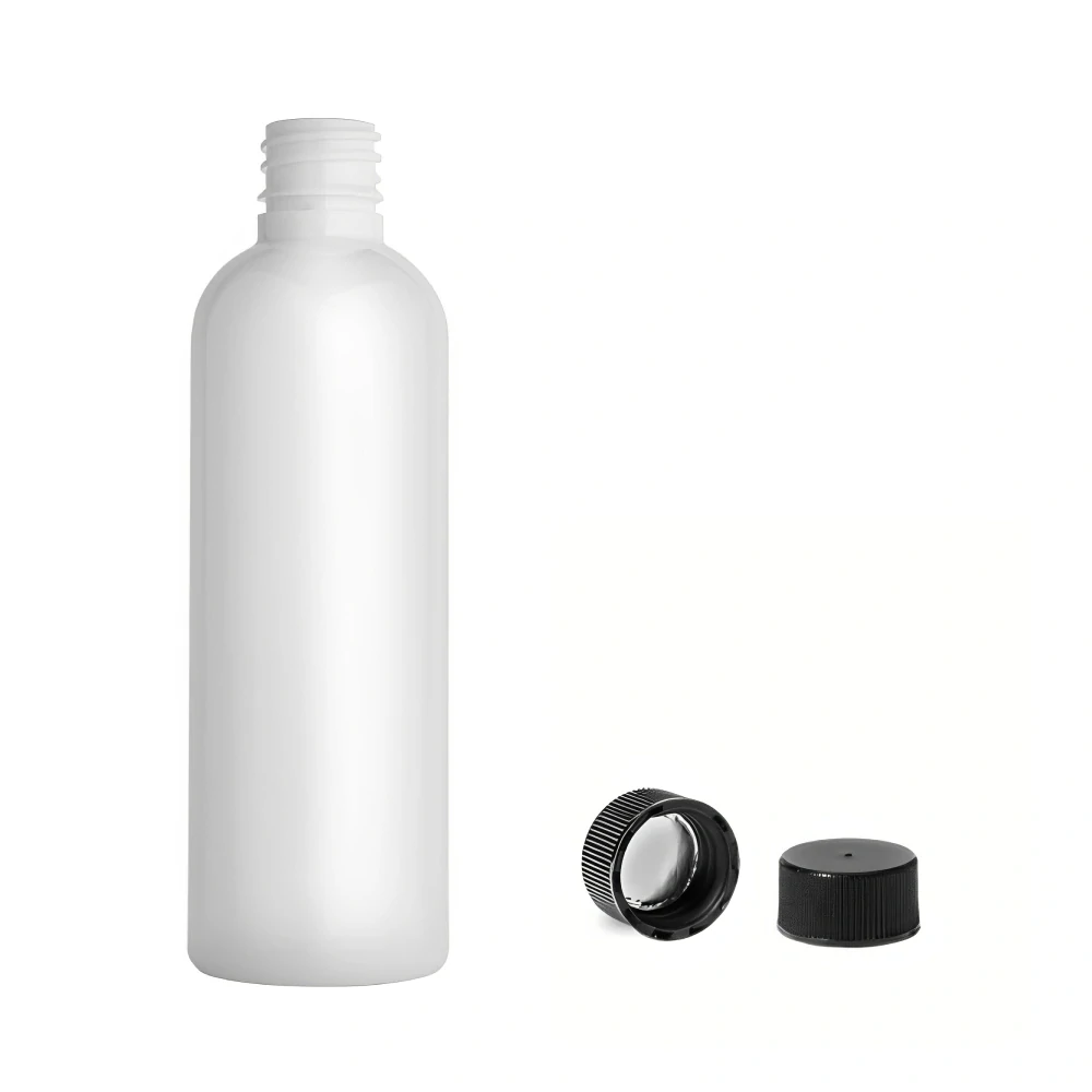 Plastová lahvička bílá s černým uzávěrem Via 100 ml