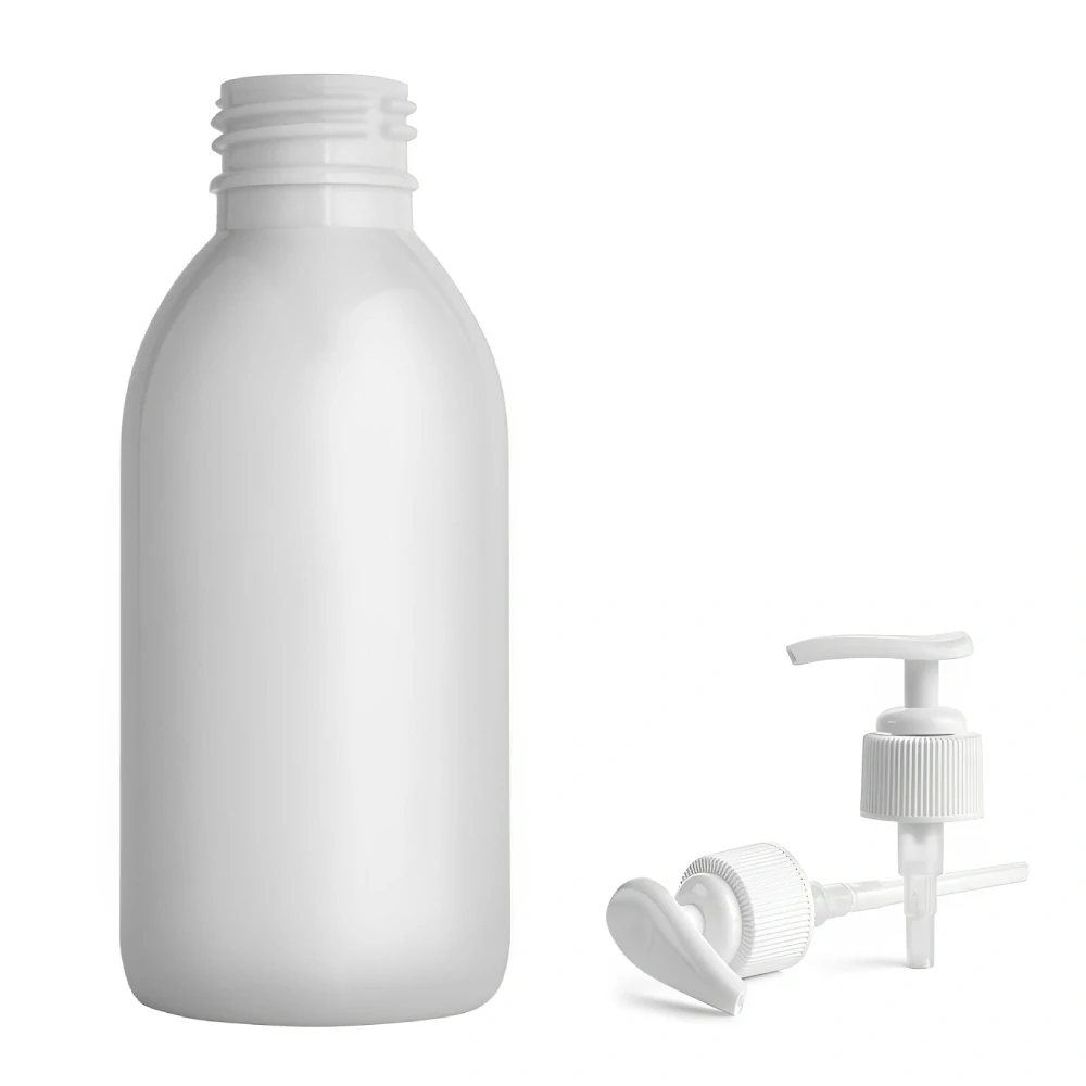 Plastová lahvička bílá s bílou pumpičkou Tera 150 ml