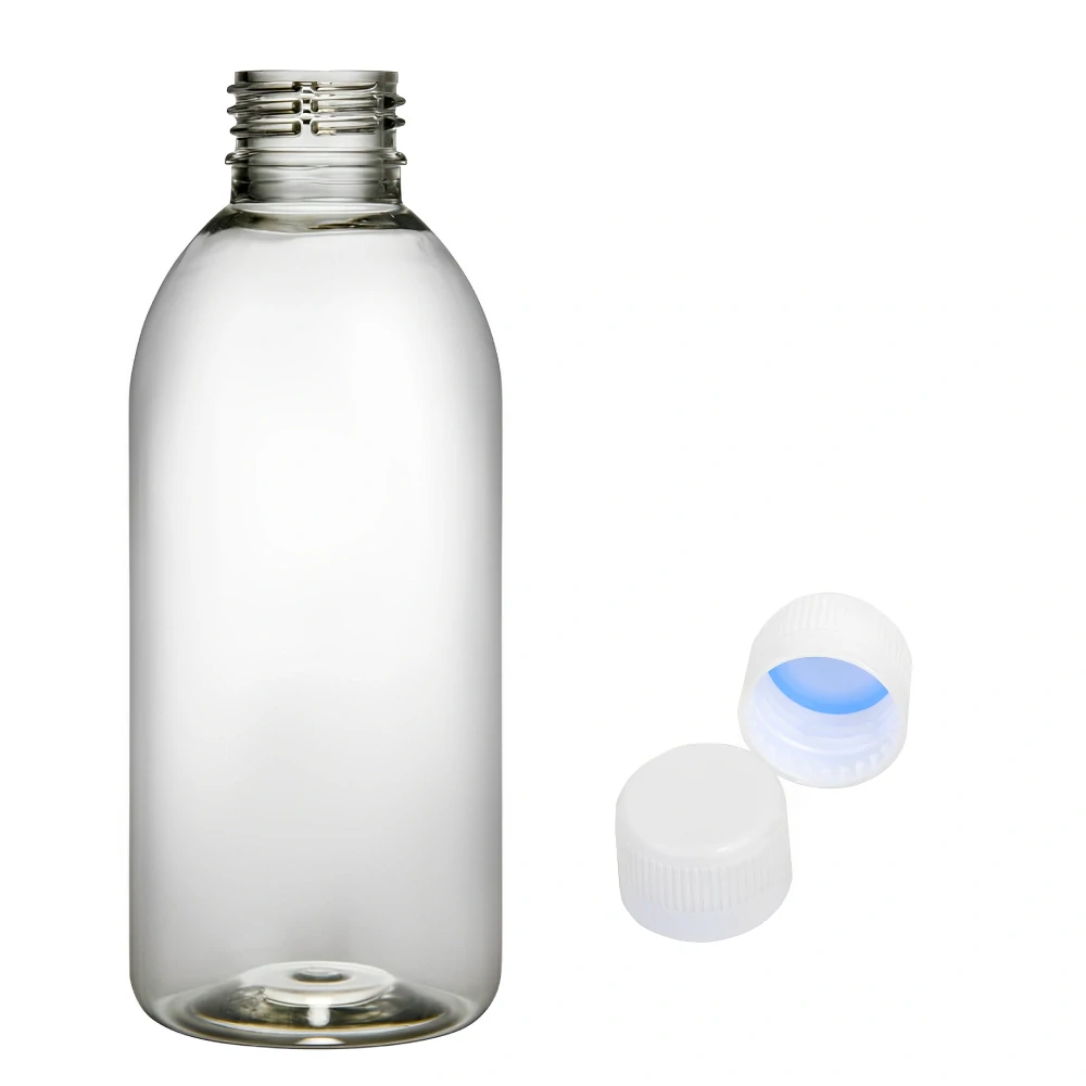 Plastová lahvička čirá s bílým uzávěrem Tera 200 ml