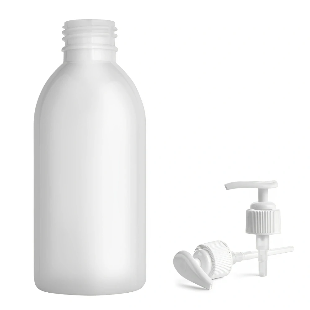 Plastová lahvička bílá s bílou pumpičkou Tera 200 ml