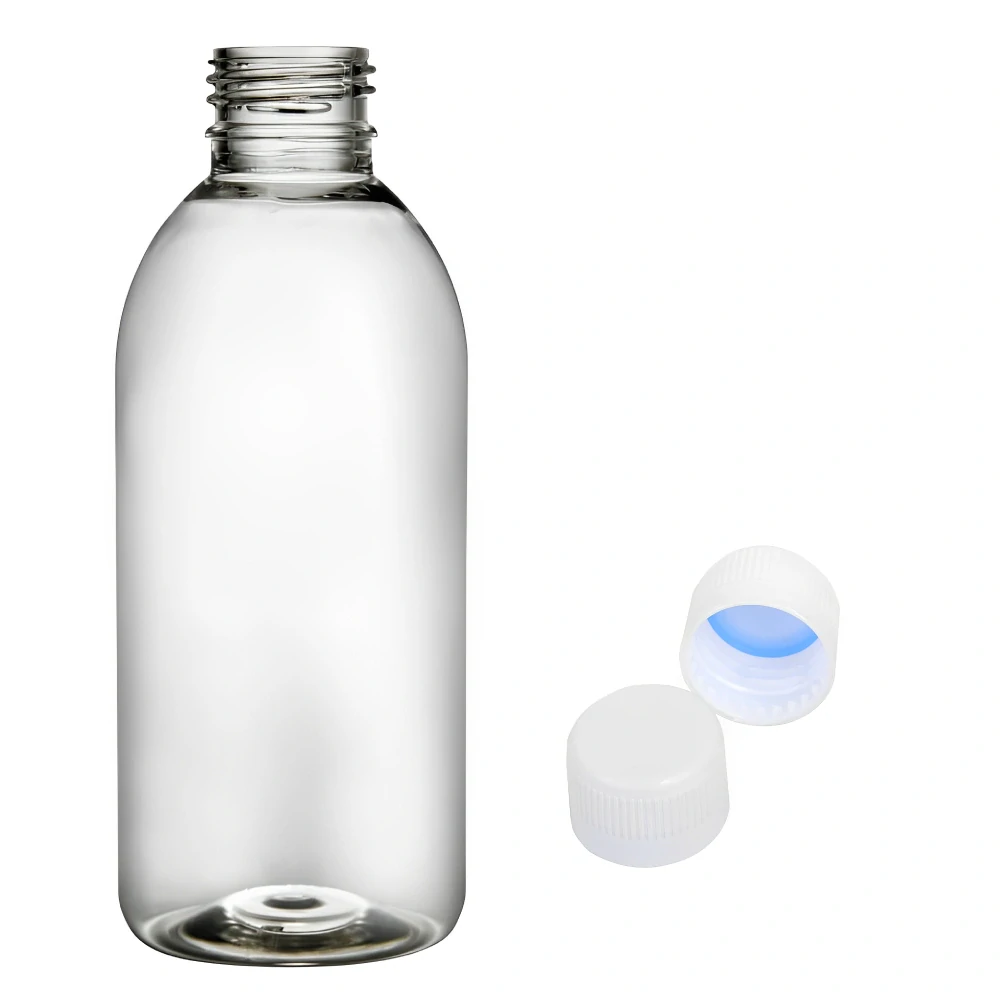 Plastová lahvička čirá s bílým uzávěrem Tera 250 ml