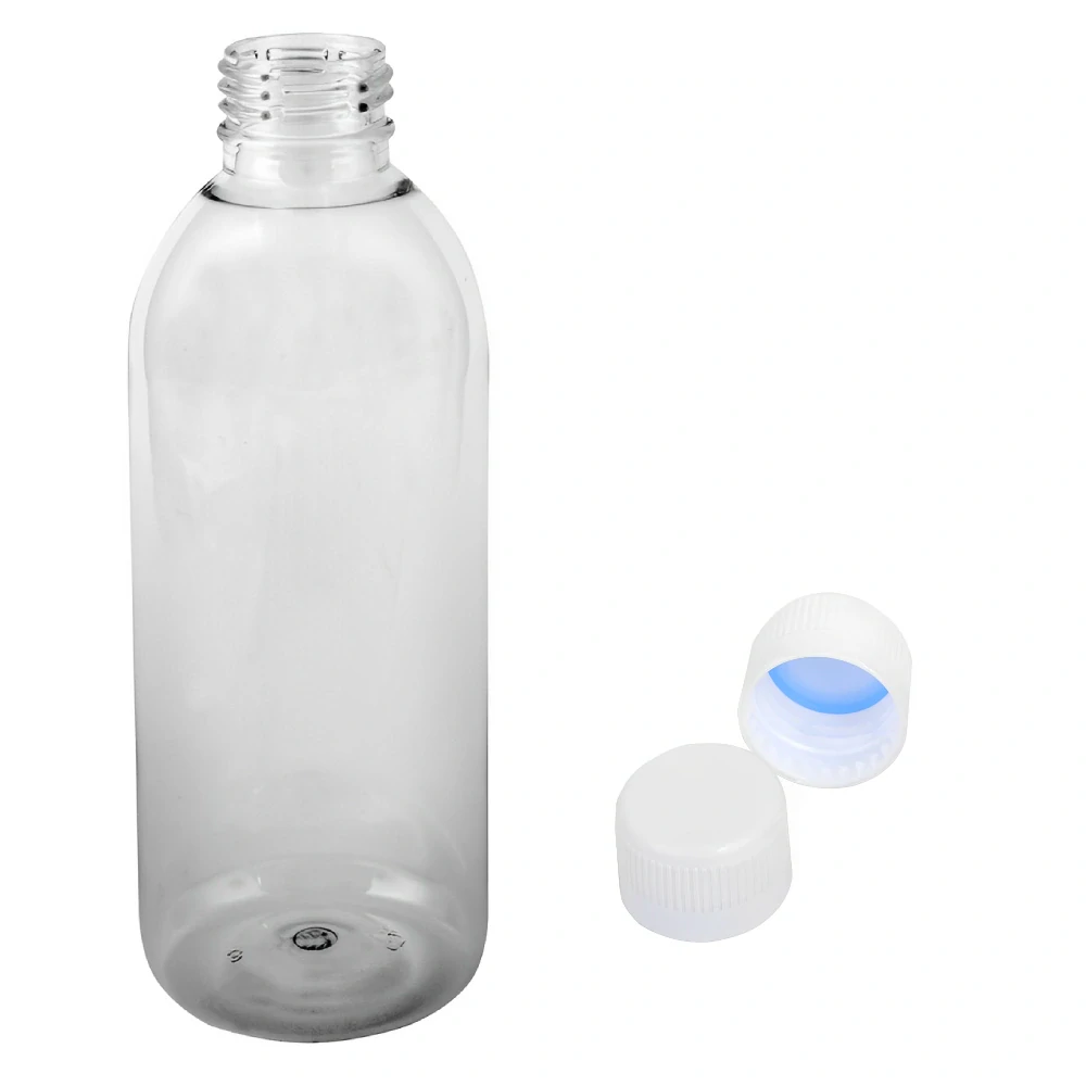 Plastová lahvička čirá s bílým uzávěrem Tera 300 ml
