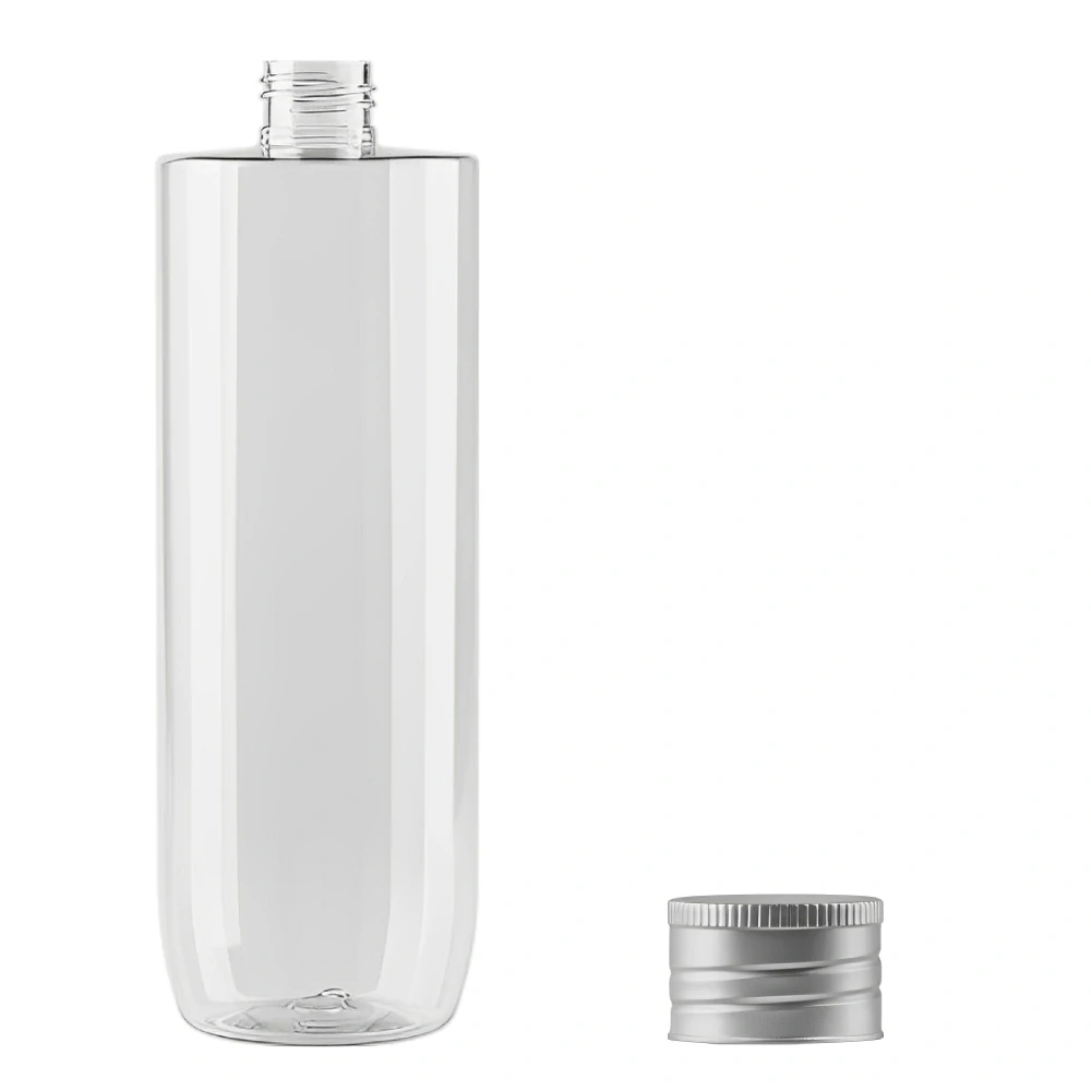 Plastová lahvička čirá se stříbrným uzávěrem Ambra 500 ml