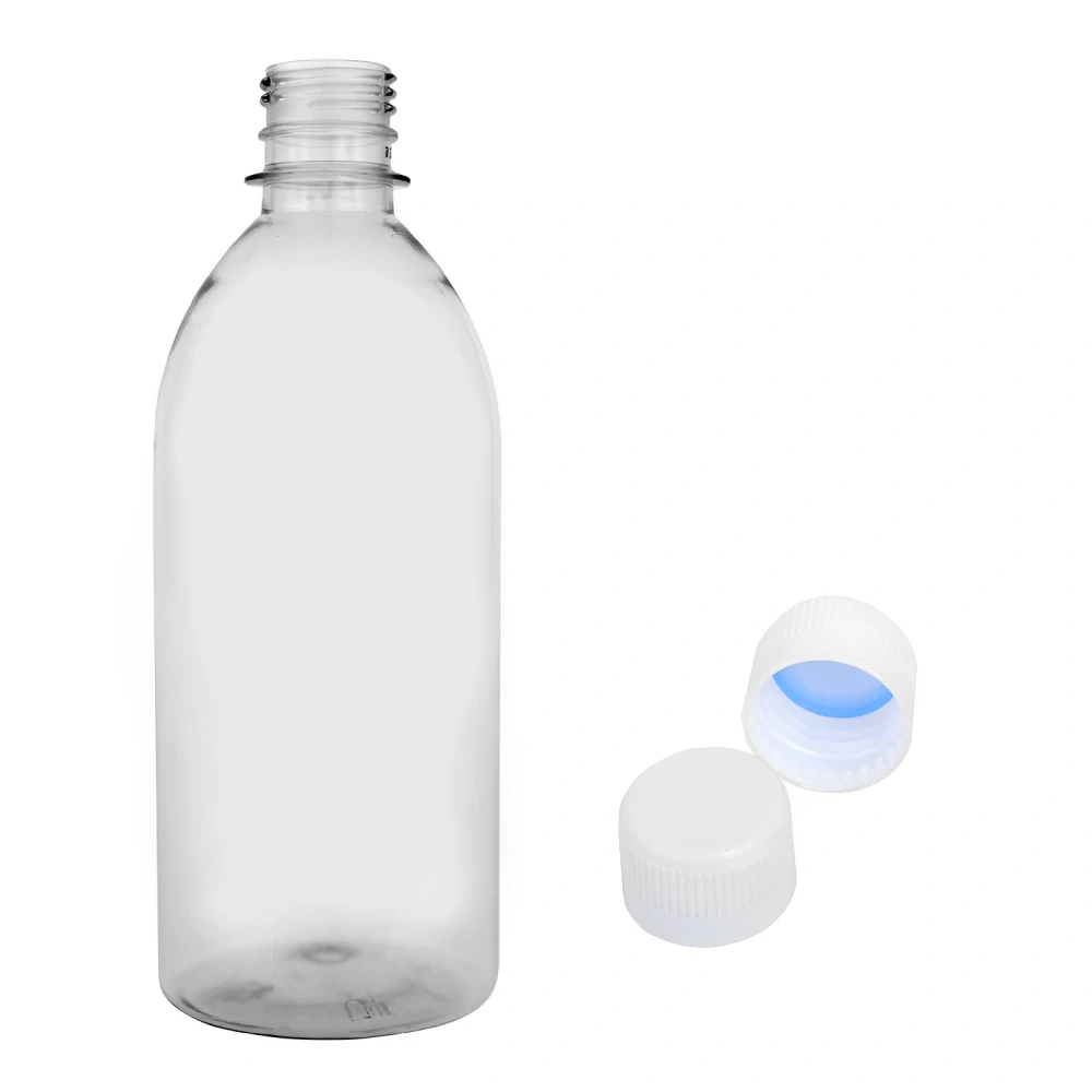 Plastová lahvička čirá s bílým uzávěrem Tera 500 ml