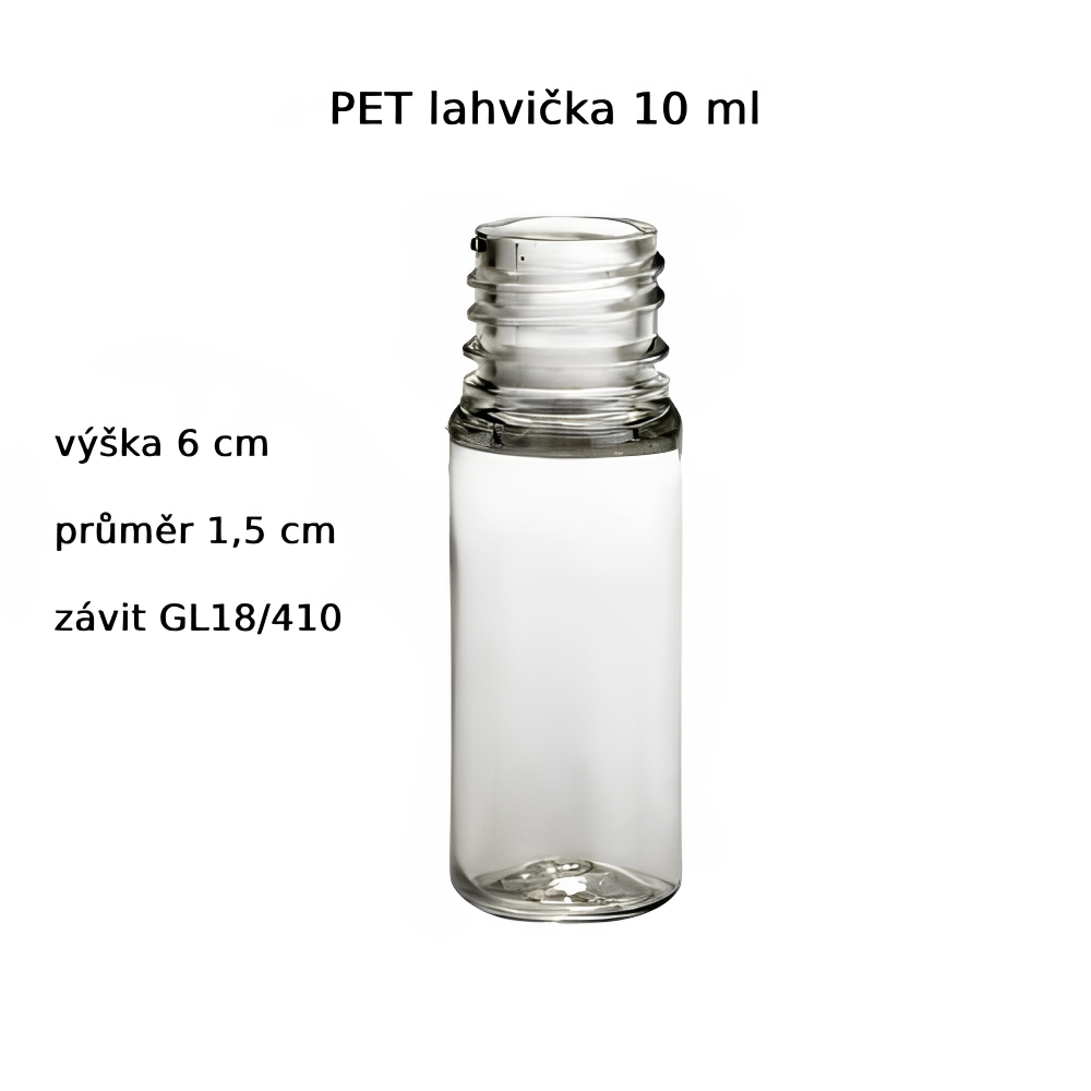 Plastová lahvička čirá s bílým dávkovacím víčkem Via 10 ml