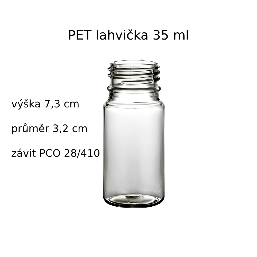 Plastová lahvička čira s bílým dávkovacím víčkem Tera 35 ml