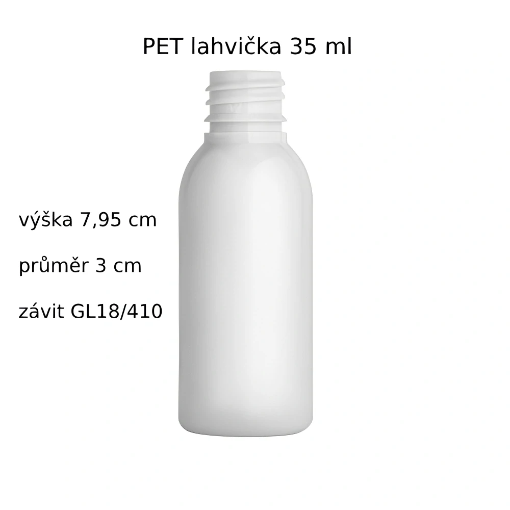 Plastová lahvička bílá s černou špičkou Via 35 ml