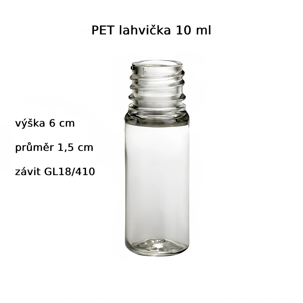 Plastová lahvička čirá s černou špičkou Via 10 ml - 2000 ks