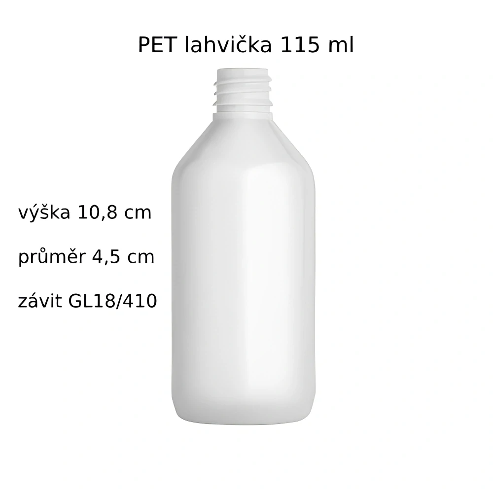 Plastová lahvička bílá s bílým uzávěrem Via 115 ml - 400 ks
