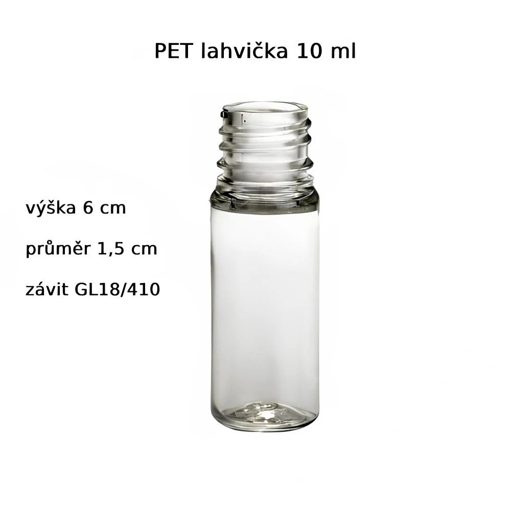 Plastová lahvička čirá s bílým uzávěrem Via 10 ml