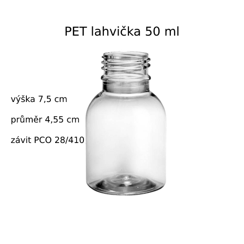 Plastová lahvička čirá s kosmetickým rozprašovačem Tera 50 ml