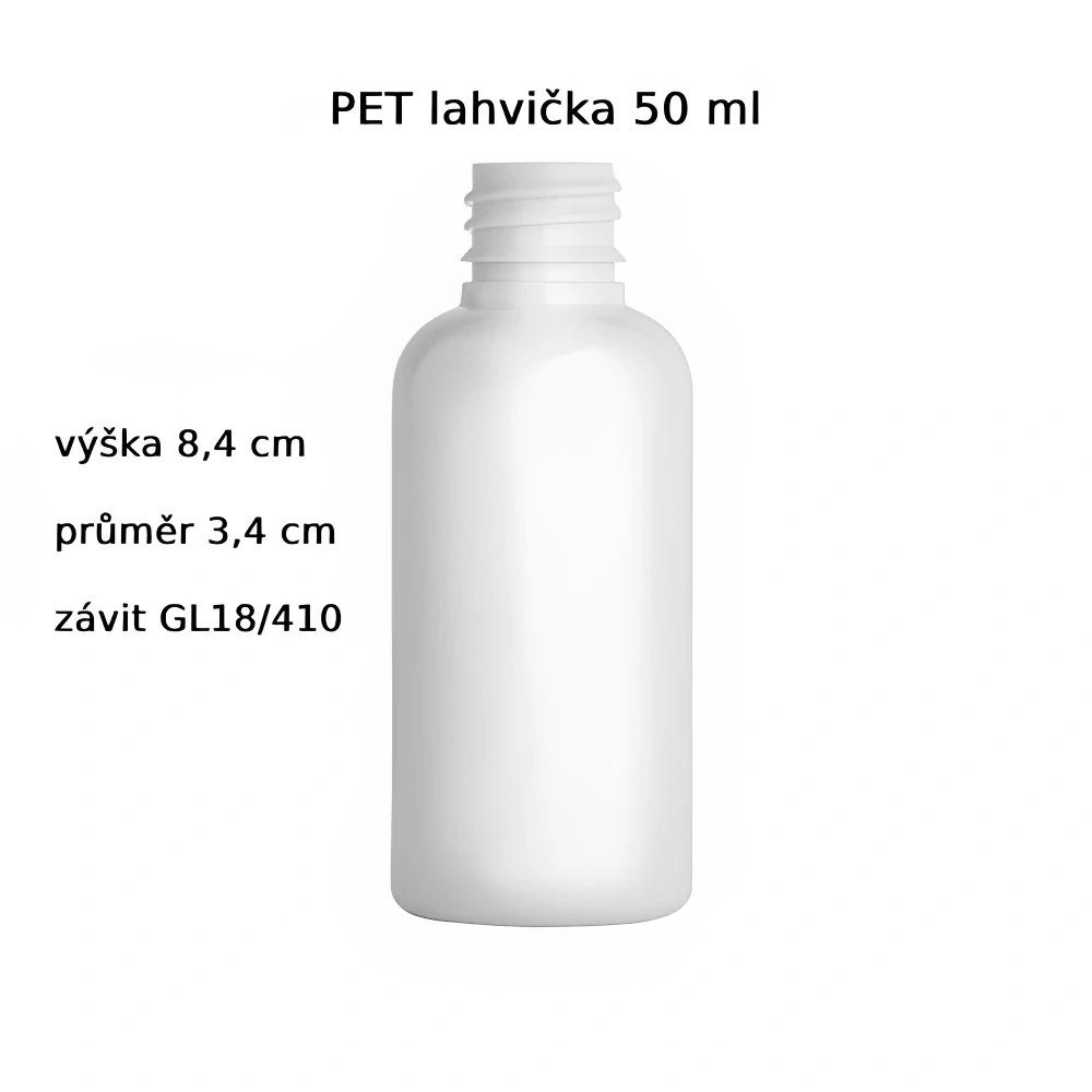 Plastová lahvička bílá s bílým uzávěrem Via 50 ml