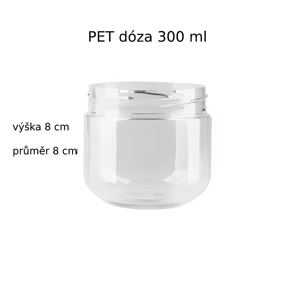 Plastová dóza čirá s bílým víčkem Kelly 300 ml