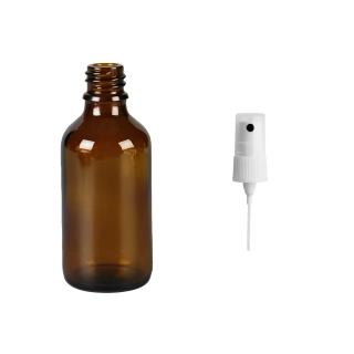 Skleněná lékovka s bílým kosmetickým rozprašovačem Luna 50 ml