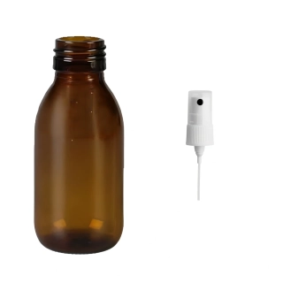 Skleněná lékovka s bílým kosmetickým rozprašovačem Luna 100 ml