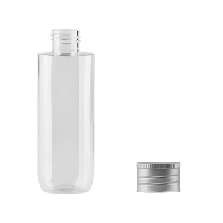 Plastová lahvička čirá se stříbrným uzávěrem Ambra 150 ml
