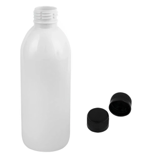 Plastová lahvička bílá s černým uzávěrem Tera 300 ml