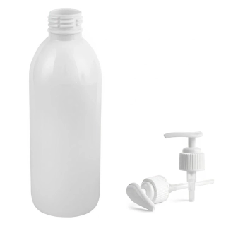 Plastová lahvička bílá s bílou pumpičkou Tera 300 ml