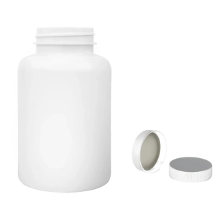 Plastová lahvička bílá s bílým uzávěrem Pilulka 300 ml