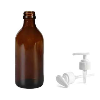 Skleněná lékovka s bílou pumpičkou Luna 250 ml