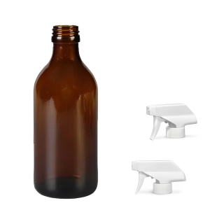 Skleněná lékovka s bílým pistolovým rozprašovačem Luna 250 ml