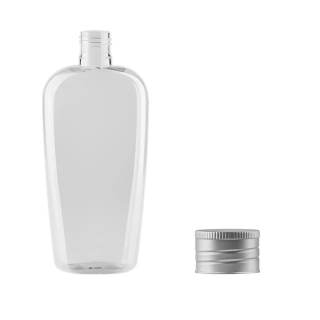 Plastová lahvička čirá se stříbrným víčkem ARIS 300 ml