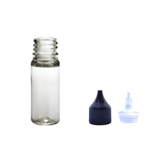 Plastová lahvička čirá s černou špičkou Via 10 ml