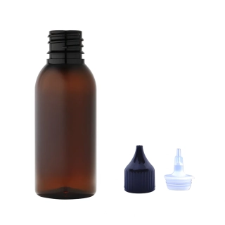 Plastová lahvička hnědá s černou špičkou Via 35 ml
