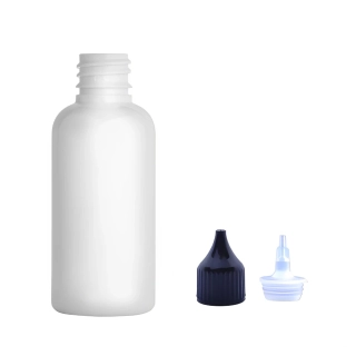 Plastová lahvička bílá s černou špičkou Via 50 ml