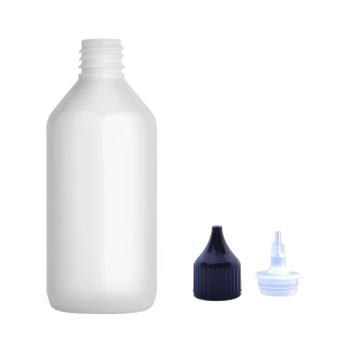 Plastová lahvička bílá s černou špičkou Via 115 ml