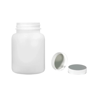 Plastová lahvička bílá s bílým uzávěrem s ALU vložkou Pilulka 150 ml