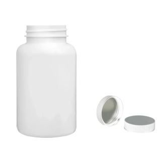 Plastová lahvička bílá s bílým uzávěrem s ALU vložkou Pilulka 250 ml