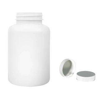 Plastová lahvička bílá s bílým uzávěrem s ALU vložkou Pilulka 300 ml