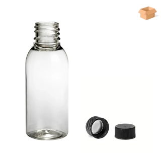 Plastová lahvička čirá s černým uzávěrem Via 35 ml - 1000 ks