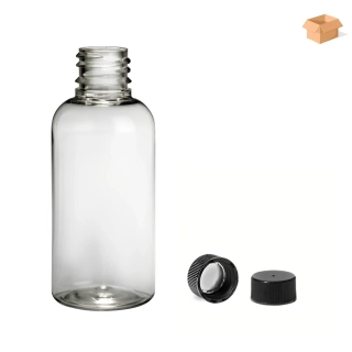 Plastová lahvička čirá s černým uzávěrem Via 50 ml - 800 ks