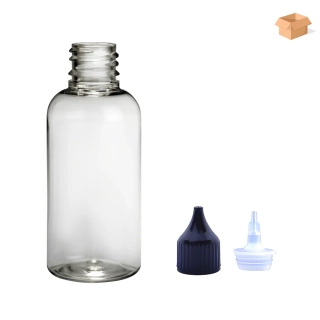 Plastová lahvička čirá s černou špičkou Via 50 ml - 800 ks