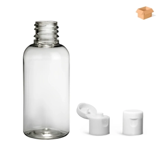 Plastová lahvička čirá s bílým dávkovacím víčkem Via 50 ml - 800 ks