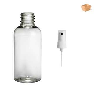 Plastová lahvička čirá s BÍLÝM rozprašovačem Via 50 ml - 800 ks