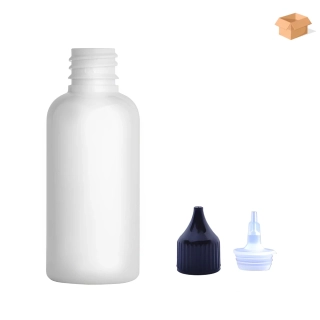 Plastová lahvička bílá s černou špičkou Via 50 ml - 800 ks