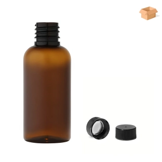Plastová lahvička hněda s černým uzávěrem Via 50 ml - 800 ks