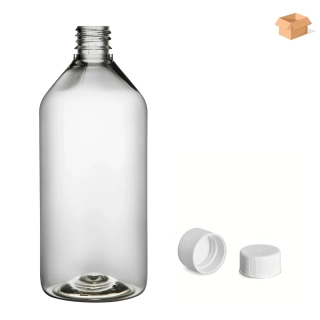 Plastová lahvička čirá s bílým uzávěrem Via 215 ml - 225 ks