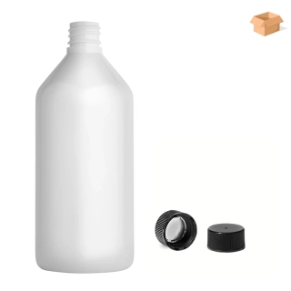 Plastová lahvička bílá s černým uzávěrem Via 215 ml - 225 ks