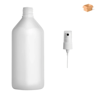 Plastová lahvička bílá s BÍLÝM rozprašovačem Via 215 ml - 225 ks