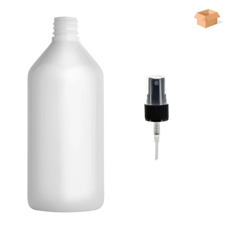 Plastová lahvička bílá s ČERNÝM rozprašovačem Via 215 ml - 225 ks 