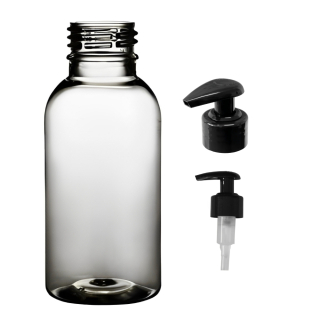 Plastová lahvička čirá s černou pumpičkou Tera 100 ml