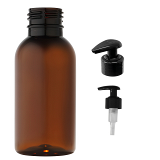 Plastová lahvička hnědá s černou pumpičkou Tera 100 ml